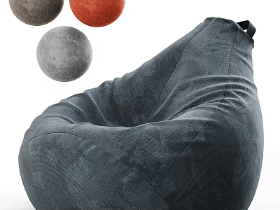 Gray Bean Bag Chair With Multiple Color Options Comfortable Soft Fabric For Living Room 3d model