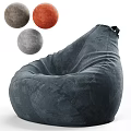 Gray Bean Bag Chair With Multiple Color Options Comfortable Soft Fabric For Living Room 3d model