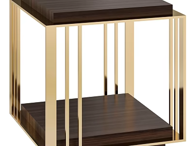 Sleek Modern Dining Table Design With Dark Wood Top And Gold Metal Frame 3d model