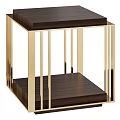Sleek Modern Dining Table Design With Dark Wood Top And Gold Metal Frame