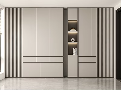 Modern Wardrobe Interior Design With Built In Shelves Drawers And Lighting 3d model