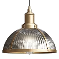 Elegant Pendant Light Featuring Gold Metal Frame And Ribbed Glass Shade Design