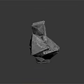 Black Polyhedral Stones With Textured Surfaces On Dark Background And Reflections 3d model