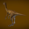 Realistic 3D Dinosaur Model With Long Neck And Slender Legs On Brown Background