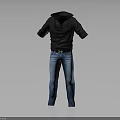 Black Casual Hoodie Paired With Blue Denim Jeans Daily Outfit Ensemble