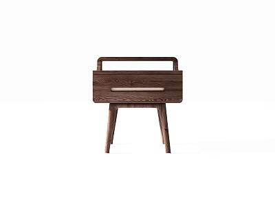 Stylish Wooden Nightstand With Drawer Top Handle And Slim Legs Design 3d model