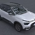 White Modern SUV Car With Roof Rack Front Grille And Headlights