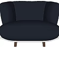 Navy Blue Velvet Leisure Chair With Curved Backrest Padded Seat And Metal Wooden Legs