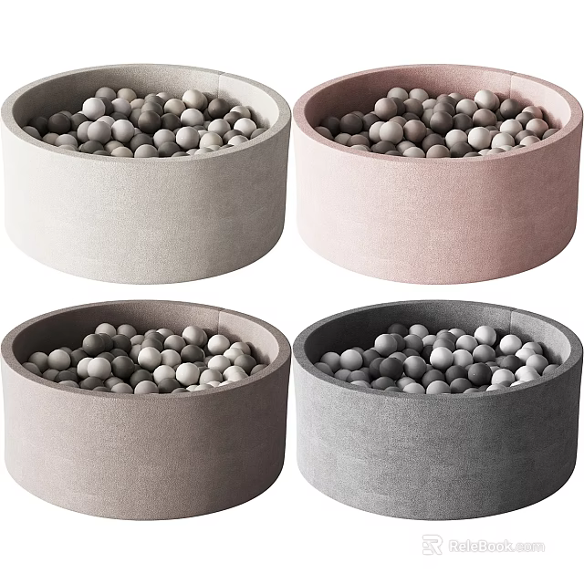 Children's Play Equipment Round Ball Pits In Various Colors With Gray Balls 3d model 