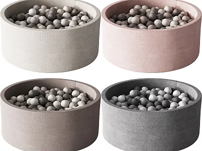 Children's Play Equipment Round Ball Pits In Various Colors With Gray Balls 3d model