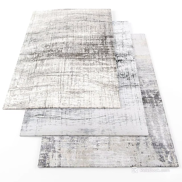 Modern Square Rugs With Textured Pattern And Gray White Tones For Home Decor 3d model 