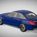 Blue Mercedes Sedan With UK License Plate Sporty Grille And Black Alloy Wheels
