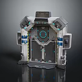 Futuristic Sci Fi Door Entrance With Metallic Structure And Blue Glowing Control Ring