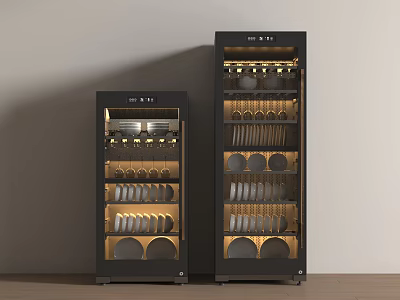Sleek Modern Kitchen Appliances with Illuminated Dish Storage and Size Variations for Home Kitchens 3d model