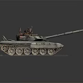 Detailed Military Tank Model With Soldiers Tracks And Long Cannon On Display Base
