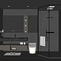 Modern Bathroom Interior Design With Marble Vanity Large Mirror And Glass Shower