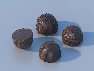 Delicious Assorted Chocolate Truffles With Nutty Crunchy Toppings And Smooth Shiny Surfaces 3d model