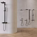 Modern Black Shower System with Minimalist Design and Multiple Spray Functions 3d model