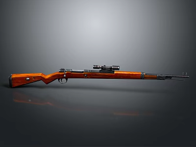 Classic Bolt Action Rifle With Wooden Stock Metal Barrel And Scope 3d model