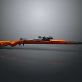 Classic Bolt Action Rifle With Wooden Stock Metal Barrel And Scope