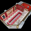 China Gold Retail Store with Red and Gold Interior and Jewelry Display Cases