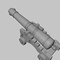 Ancient Cannon As Historical Weapon With Metal Barrel Wooden Carriage And Wheels