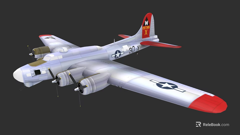 Vintage U.S. Air Force Fighter Jet With 20-Y Number Red Wing Tips And Silver Fuselage 3d model 
