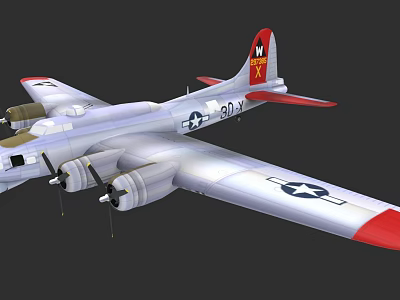 Vintage U.S. Air Force Fighter Jet With 20-Y Number Red Wing Tips And Silver Fuselage 3d model