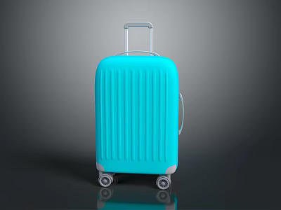Modern Blue Suitcase With Telescopic Handle Wheels And Vertical Stripes Design 3d model