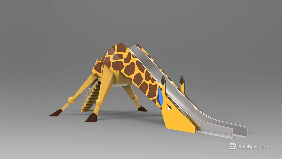 Unique Giraffe Shaped Playground Equipment With Slide And Stairs For Children 3d model 