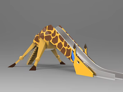 Unique Giraffe Shaped Playground Equipment With Slide And Stairs For Children 3d model