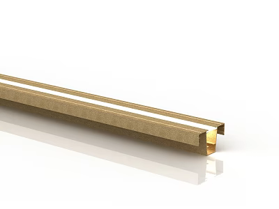 Golden Long Strip Grille Light with White Strip for Modern Indoor Lighting Design 3d model