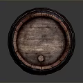 Reddish Brown Wooden Storage Barrel With Metal Hoops And Natural Wood Grain