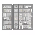 Modern Decorative Cabinet With Glass Doors Books Decorations And LED Lighting