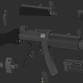 3D Model of Modern Rifle With Disassembled Components and Detailed Parts