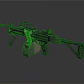 Modern Machine Gun With Ammunition Belt Magazine And Black Design Stand