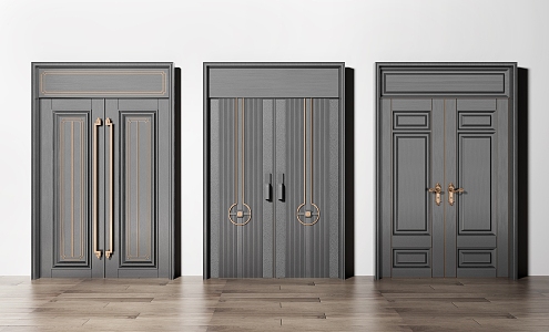 New Chinese style double door entry door combination 3d model