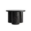 Modern Black Coffee Table With Round Top And Three Cylindrical Legs 3d model