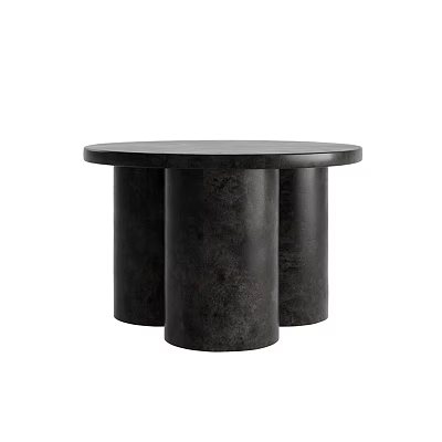 Modern Black Coffee Table With Round Top And Three Cylindrical Legs 3d model