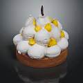Delicious Tart Dessert With Brown Crust Base White Meringue Topping And Yellow Fruit Garnish