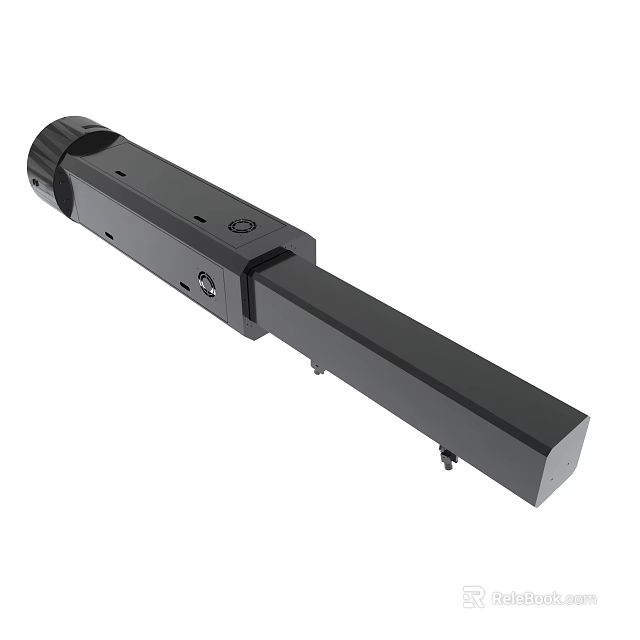Black Mechanical Linear Actuator With Metal Structure And Mounting Brackets 3d model 