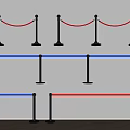 Stanchion Set With Red And Blue Ropes And Black Metal Posts Design