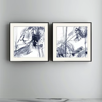 Modern abstract painting simple blue living room abstract decorative painting 3d model