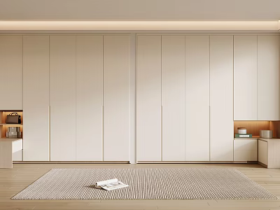 Modern Wardrobe Interior Design With Sliding Doors And Open Storage Shelves 3d model