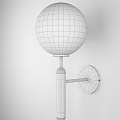 Modern Wall Lamp With Golden Bracket And White Spherical Lampshade Design 3d model
