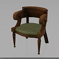 Elegant Wooden Chair With Classic Armrests Green Padded Seat And Decorative Carved Legs