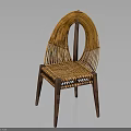 Stylish Handwoven Wicker Chair With Wooden Legs And Curved Back Design