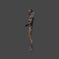 Gory Zombie Bound to Torture Device With Menacing Expression and Blood