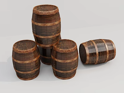 Stacked Rustic Wooden Barrels As Decorative Household Items For Home Use 3d model