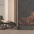 Modern Black And Copper Rattan Lounge Chairs For Stylish Indoor Display With Modern Design